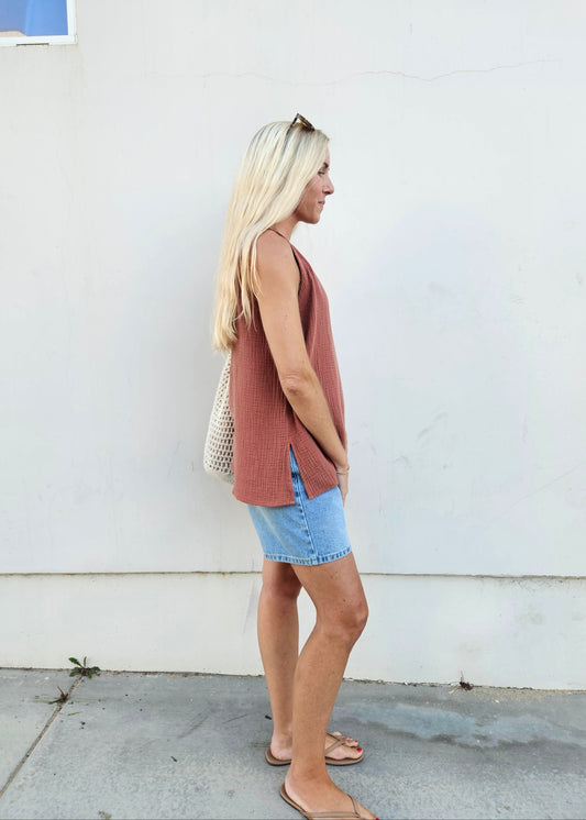 Reef Cotton Tank in Clay