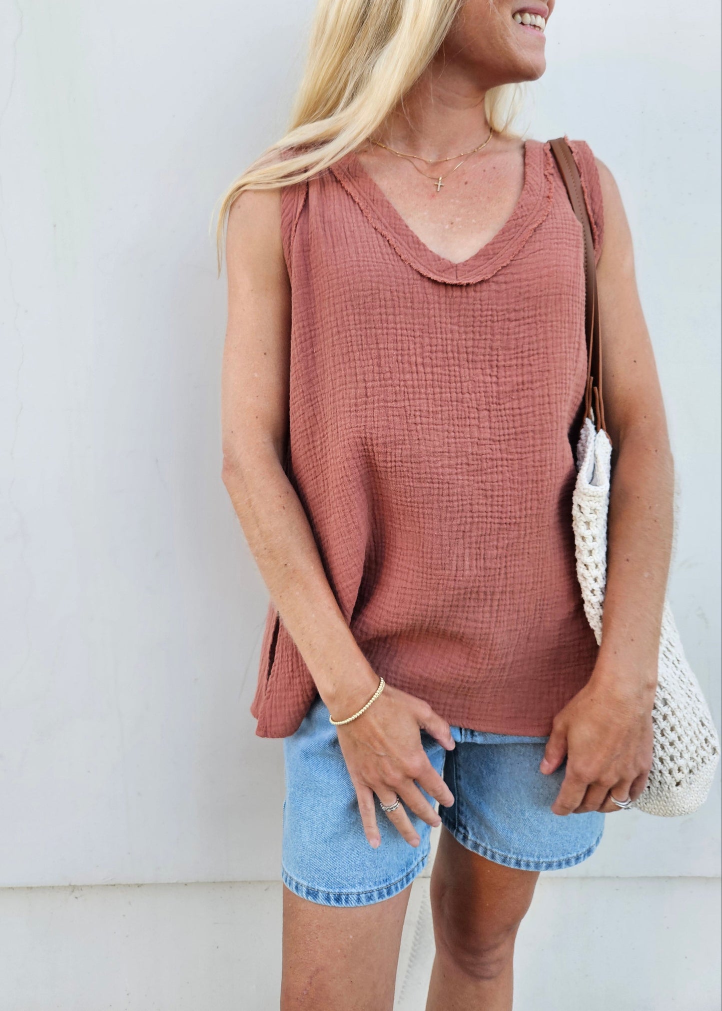 Reef Cotton Tank in Clay