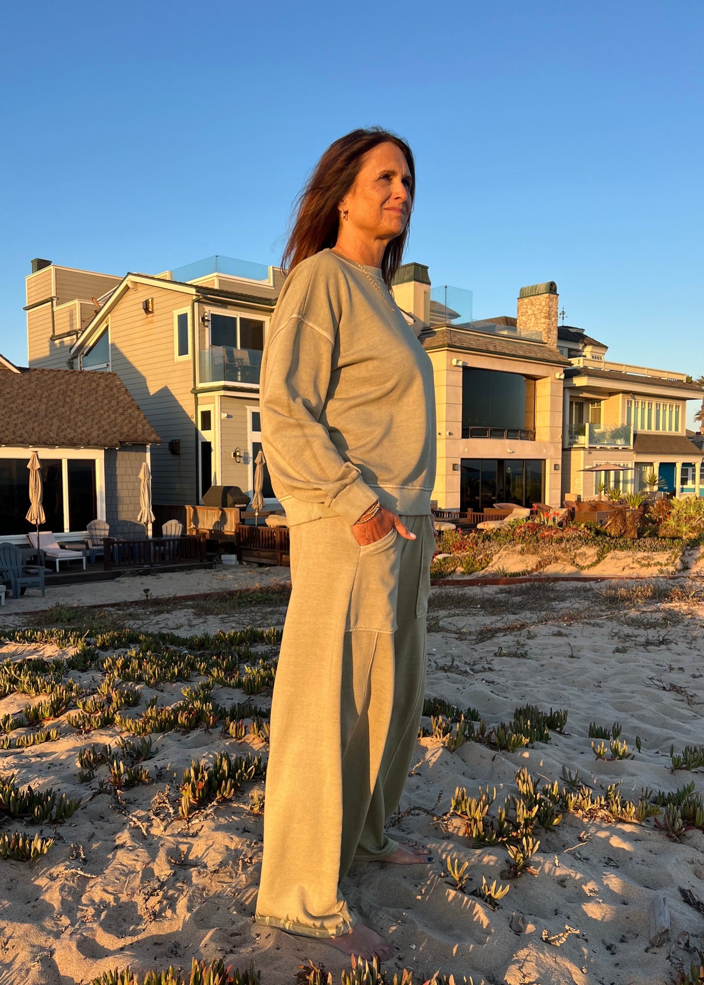 West Coast Wide-Leg Pants in Moss Green