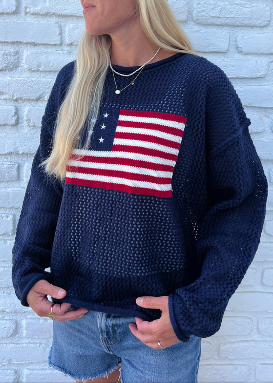 American Flag Crochet Sweater