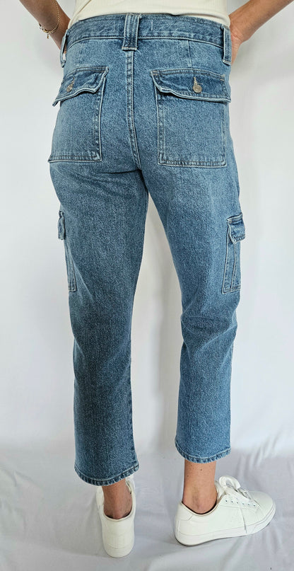 High Rise Slim Straight Cargo Jeans