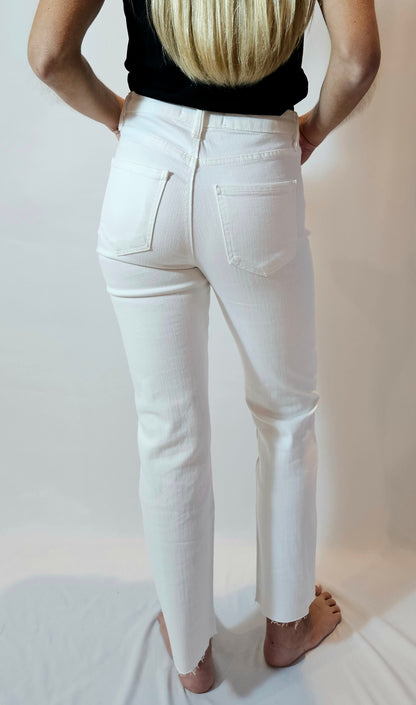 White High Rise Classic Stretch Straight Jeans