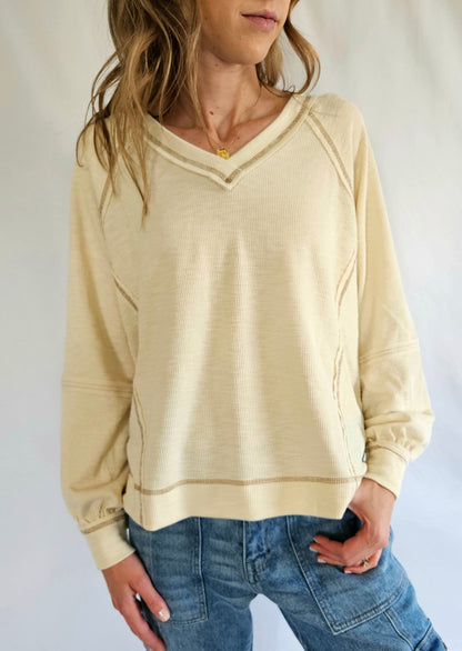 Ribbed Knit Long Sleeve Top