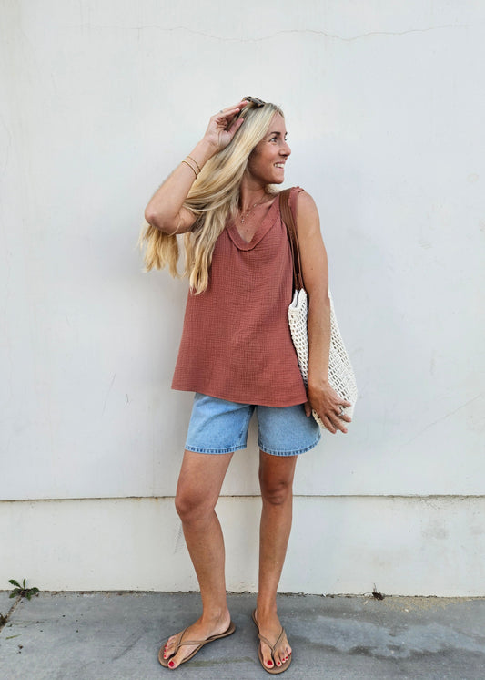 Reef Cotton Tank in Clay