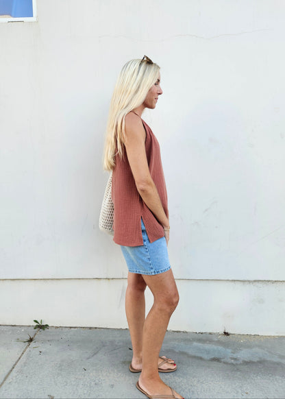 Reef Cotton Tank in Clay