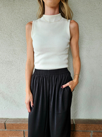 Mock Neck Sweater Tank in Ivory