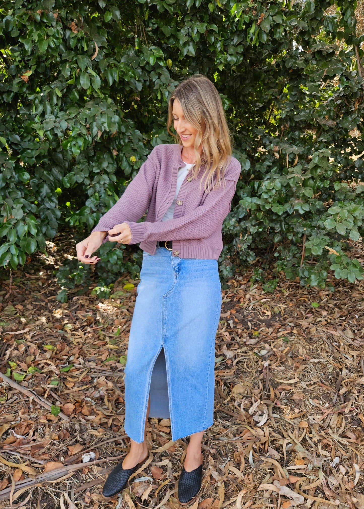 Button Up Cardigan in Dusky Orchid