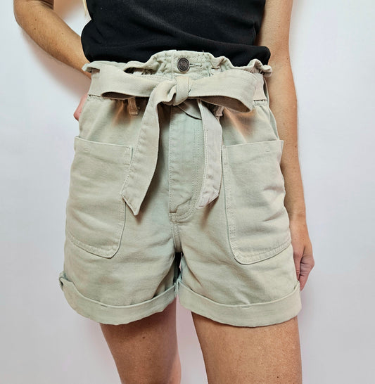 Khaki Paper Bag Shorts